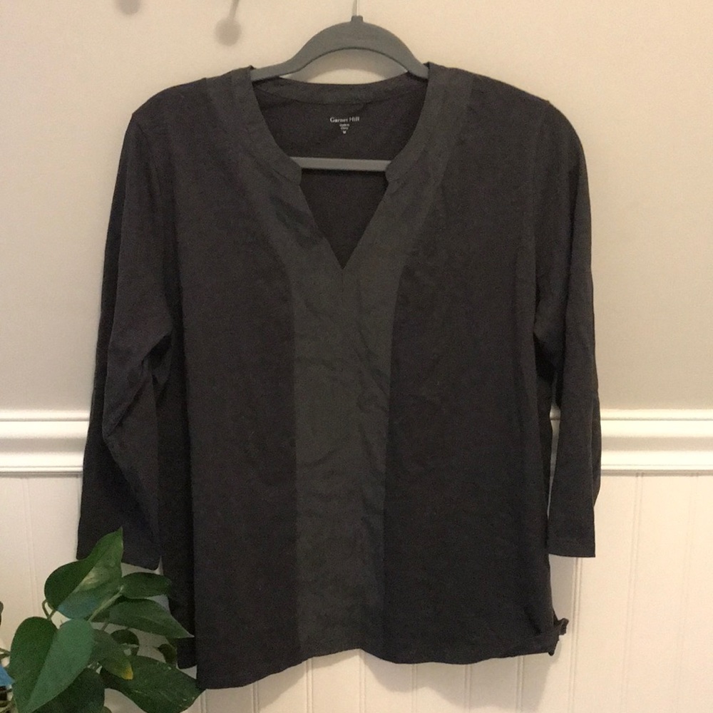 NWT Garnet Hill Mixed Fabric cotton tunic gray  M